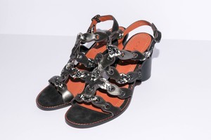 mid heel sandal with coach link