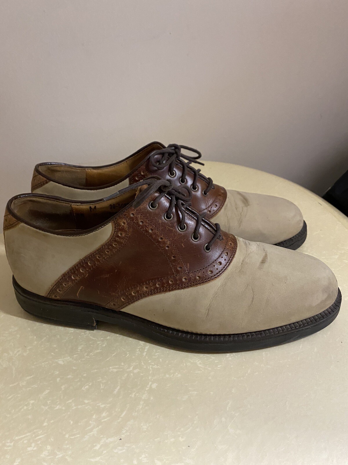 SAOLA Scarpe eleganti da uomo Johnston Murphy in pelle marrone marrone chiaro pizzo 10 fodera in pelle di pecora
