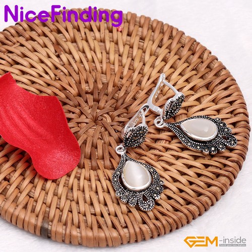 Surtido Piedras Preciosas Caídas Marcasita Cuelga Tachuela Moda Joyería Mujeres Pendiente Regalo - Imagen 37 de 59