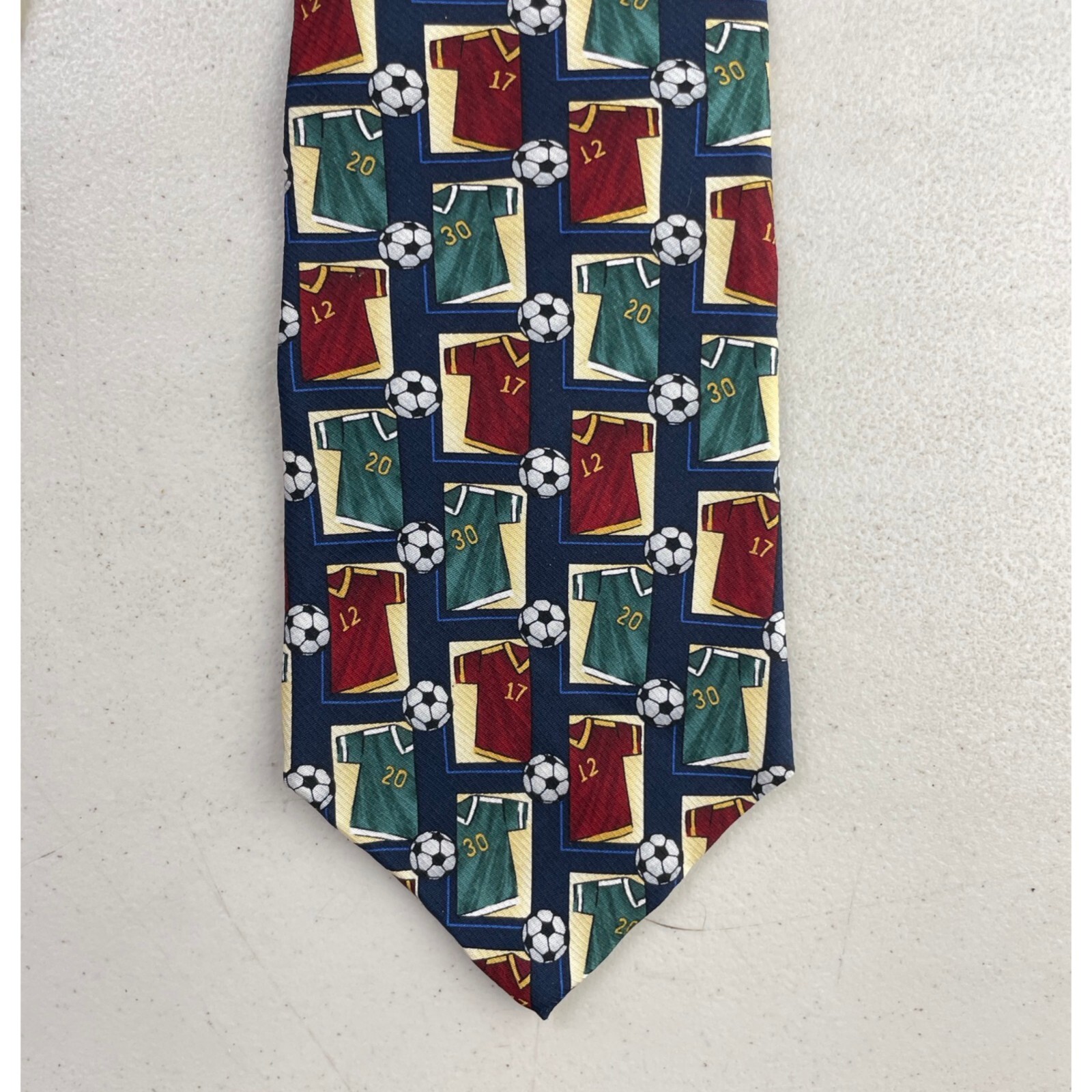 Vintage Soccer Jersey Tie 1990s Sports Football Silk Necktie