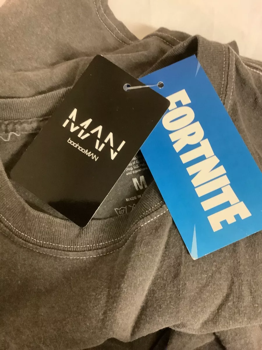 Boohoo Man Fortnite T Shirt Mens Size M Charcoal Gray Short Sleeve