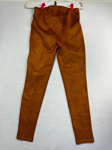 Simply Vera Vera Wang Legging Pants High Rise Pleat Lines Faux Suede Brown S - Picture 10 of 13