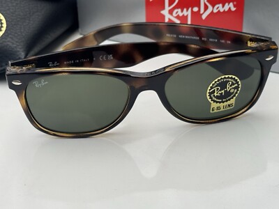 NEW Ray-Ban RB2132 NEW WAYFARER 902 Tortoise Frame G-15 Green Sunglasses 3N 55mm