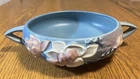 Vintage Roseville Art Pottery Blue Planter/Vase w/Flowers Double Handle 447-6