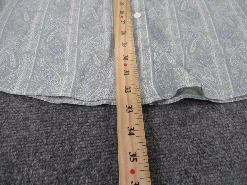 Camisa John Varvatos Hombres 2XL Azul Blanco Cachemira Rayas Negocios Preppy Western Foto 4 de 4