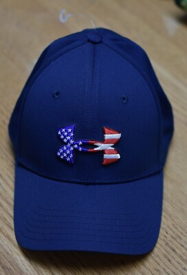 NWOT UNDER ARMOUR ''Freedom Blitzing'' Men's Flex Fitted Hat-L/XL @$28 NAVY BLUE