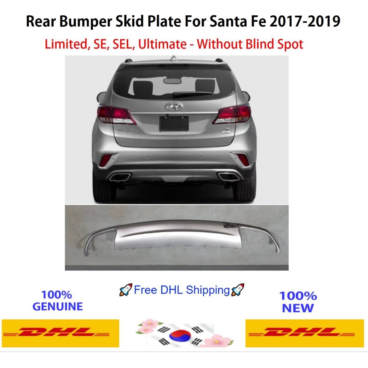 Free DHL 86665B8500 Rear Bumper Skid Plate For Santa Fe 2017-2019