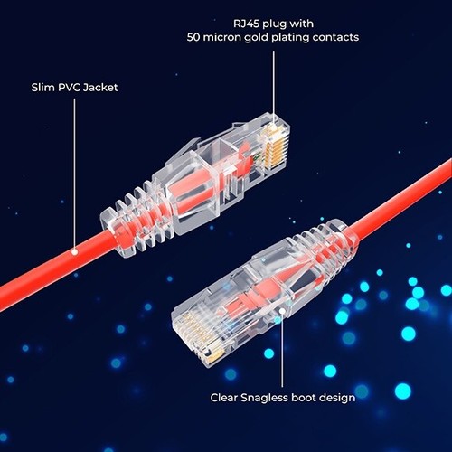 0.5ft Slim Cat6a 28AWG UTP Ethernet Network Patch Cable, Orange - 第 4/5 張圖片