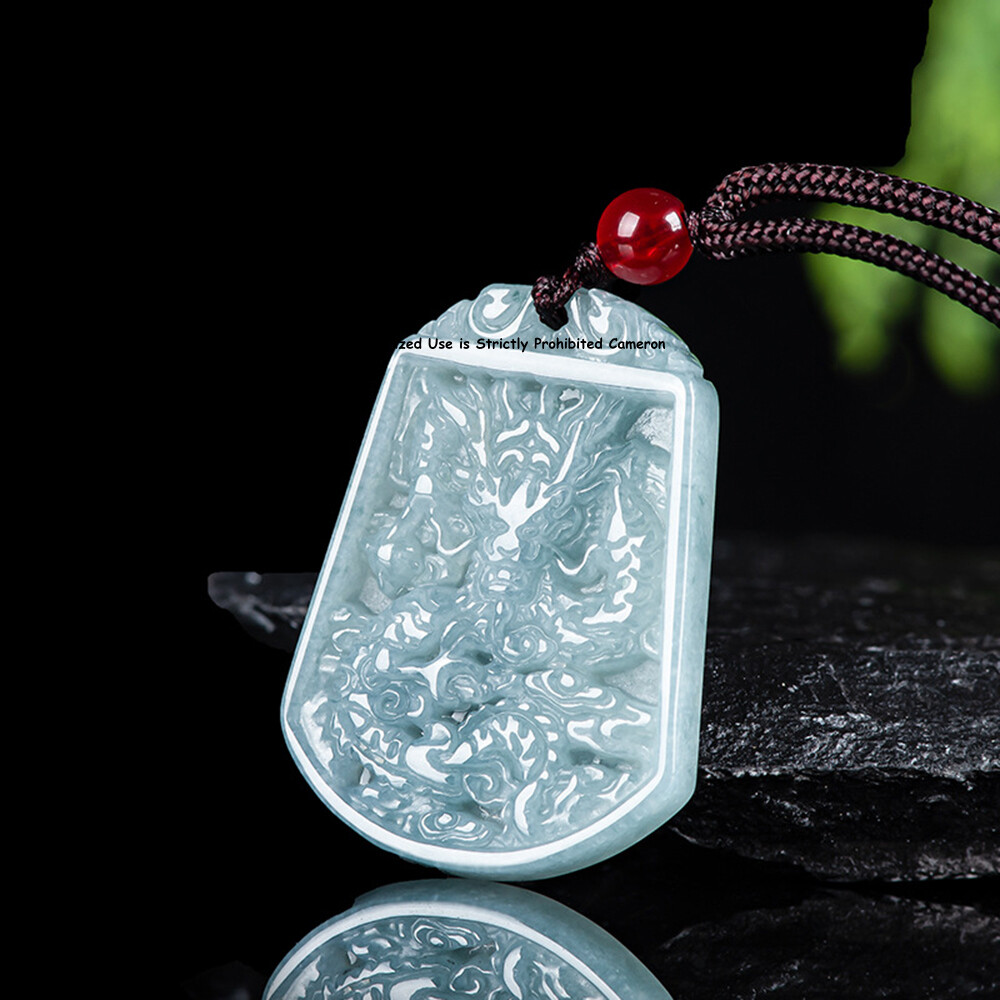 Natural Light Blue Jadeite Dragon Pendant Lucky Charm