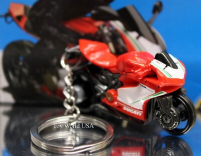 Custom Key chain Ducati 1199 Panigale motorcycle red w/white accents