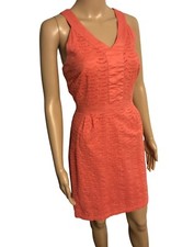 Old Navy Coral Strappy Sundress Sz 4 Eyelet 100% Cotton Lined Sleeveless