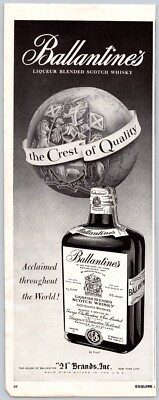 1956 Print Ad Ballantine's Liqueur Blended Scotch Whisky 21 Brands Inc Globe