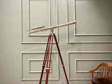 Brass Double Barrel Telescope for Distant Long-Standing Nautical Home Decorative