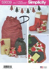 Simplicity S9039 Christmas Tree Skirt, Stockings, Mantle Garland  Gift Sacks UC