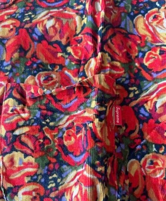FW18 Supreme Roses Corduroy Shirt Size L Large Button Up Long 