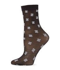 Fendi NWT Black Karligraphy Motif FF Logo Transparent Socks