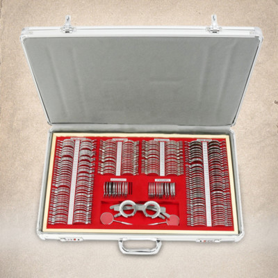 266Pcs Optical Trial Lens Set Optometry Kit Metal Rim Aluminum Box
