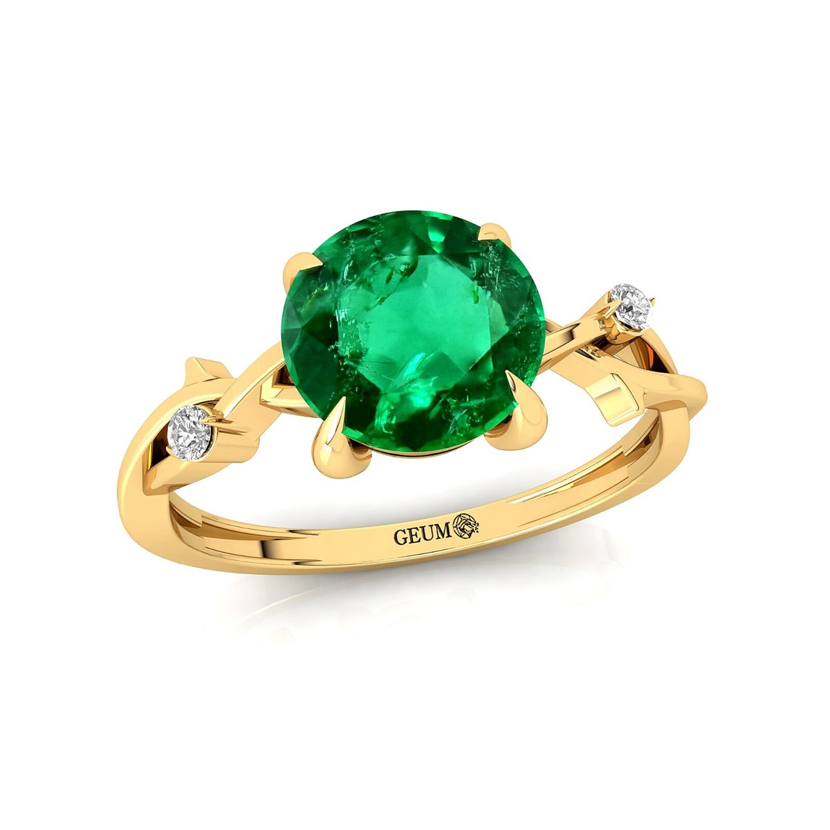 Lab-Created Emerald Gemstone Solitaire with Accents Ring 18k White Gold  Jewelry | eBay