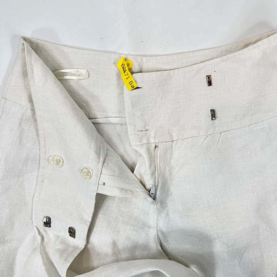 Женские укороченные брюки White House Black Market 4 со средней посадкой и карманами галстук 100% лен  - Изображение 4 из 4