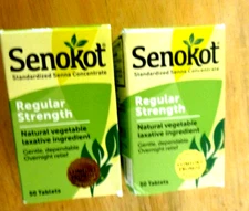 💫2 Senokot Regular Strength Natural Vegetable Laxative Tablets 50 tab EXP 07/26