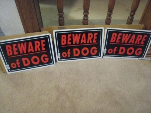 Pack de 3 letreros Hillman 840143 negro y rojo cuidado con perros - 10" x 14" Foto 2 de 4