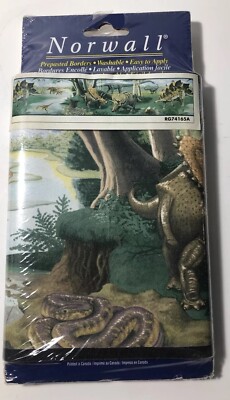 NORWALL Dinosaur Wallpaper Border Jurassic Print Prepasted 7 x 180  Kids Room
