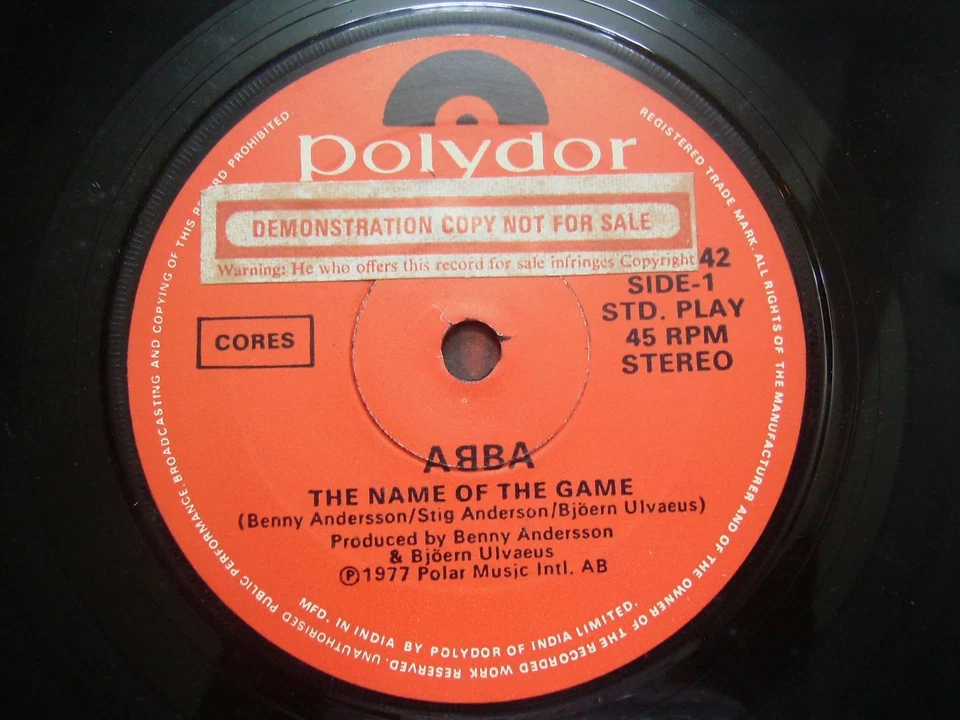ABBA name of the game DEMO SINGLE PROMO NOT FOR SALE rare INDIA UNIQUE ps 45 7" - Image 3 of 4