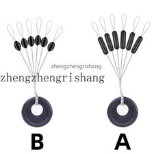 300Pcs Fishing Bobber Beads Stoppers 6 in 1 Float Sinker Stops Black Size SS-L#