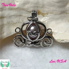 Pearl Cage Pendant - Princess Cindy Carriage - 925 Sterling Silver - HOLD 6-9mm