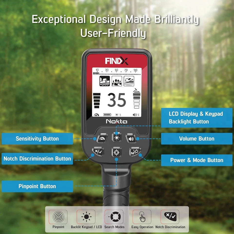 Detector de Metales Nokta FindX con Batería Recargable, Bolsa, Excavadora y Auriculares Foto 3 de 4