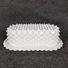 FENTON Hobnail White Milk Glass Butter Dish 1960’s Rare Vintage EUC