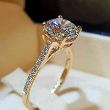 2Ct Round Cut Lab Created Diamond Solitaire Engagement Ring 14K Rose Gold Plated