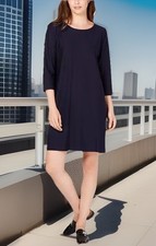 Eileen Fisher Jersey Shift Dress Womens XXS Black Minimalist Casual Office Party