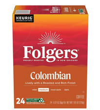 Folgers Colombian Coffee, Medium Roast, Keurig K Cup Brewers, 24 Count Box