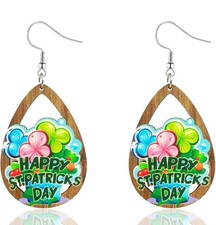 St. Patrick's Day Clover Dangle Earrings for Women Green Hat Lucky