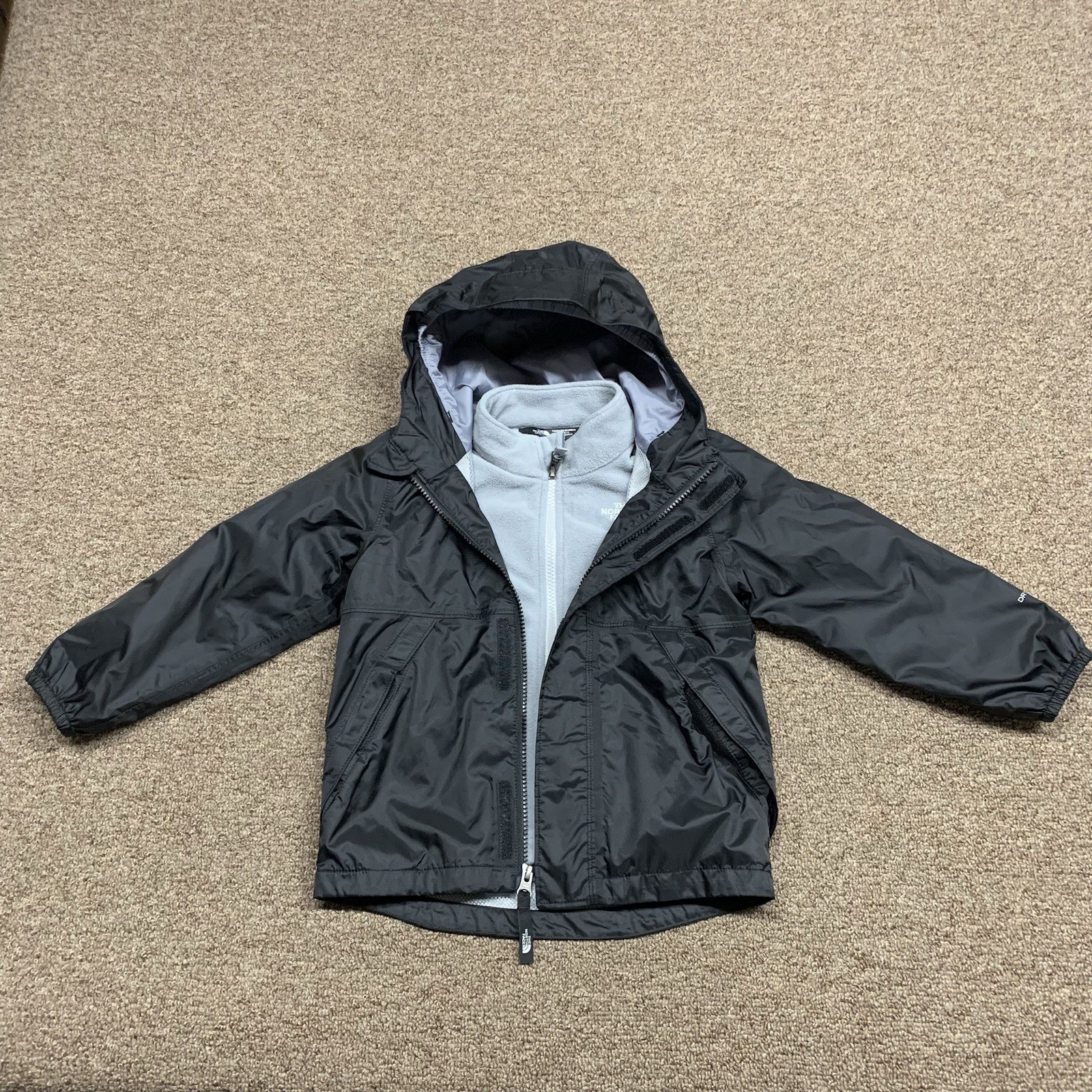 The North Face Rain Jacket Toddler 4T Black DryVent Hooded Waterproof Fleece