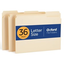 File Folders, 36 Pack, Letter Size 8.5" x 11" , 3 Tabs, Durable Manila Paper...