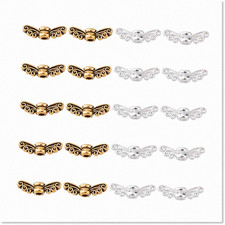 200pcs Silver and Gold Tibetan Angel Wing Beads for DIY
