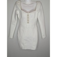 Band of Stars Sweetheart Neck White Bodycon Dress Size 6 NWT Chic Sultry