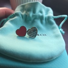 Tiffany & Co. Heart Earrings Stud With Pouch And Box