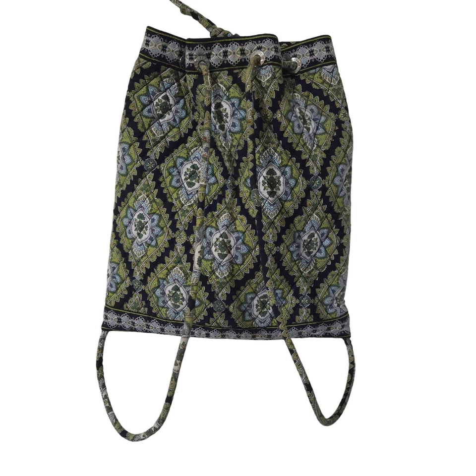 Vera Bradley Retired Cambridge Quilted Cinch Backpack Bag Green Floral Pattern - Image 3 of 4
