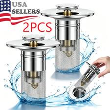 2PCS Sink Stopper Hair Catcher Bathroom Pop Up Sink Drain Strainer Filter Plug