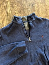 Polo Ralph Lauren Sweater Mens Small Blue Pony Winter Walking Mock Neck 1/4 Zip