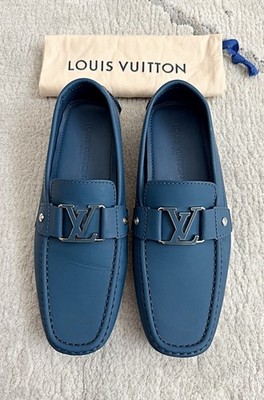 Authentic Louis Vuitton Monte Carlo Blue Nubuck Mens Loafer US9