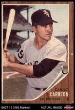 1962 Topps #178 Camilo Carreon Normal Tint White Sox COMMON VARIATION 1 - POOR