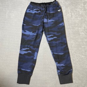 PINK Victoria's Secret Blue Camo Joggers Drawstring Sweatpants Medium Camouflage