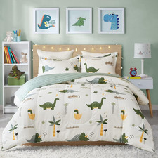 Dinosaur Kids Cotton Comforter Set for Boys Girls, Full/Queen Size 3Pcs Cotton B