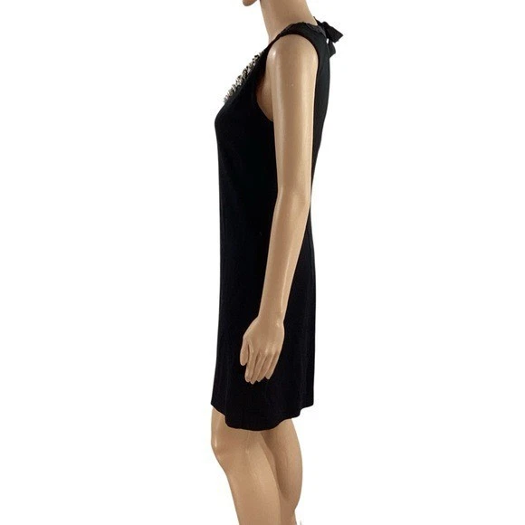 Mini Vestido Rebecca Taylor Negro Adornado Sin Mangas Talla 4 Foto 4 de 4