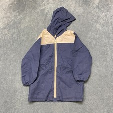 Vintage Hooded Jacket Kids Boys 5/6 Navy Cream Long Sleeve Winter Full Zip