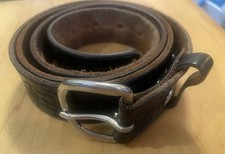 1970s vintage TOOLED belt WESTERN handcrafted 53 Inch Leather Silver Worn